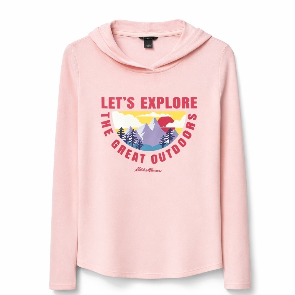 Eddie Bauer Pink Kids Hoodie with Adventure Print (093)